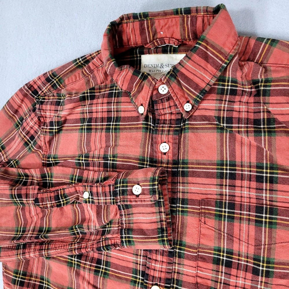 Denim & Supply Ralph Lauren Shirt Mens Small Red Plaid Regular Fit Cotton Button